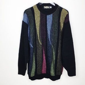 Alan Stuart Multicolor Knit Sweater XL | 90s Abstract Colorblock Pullover